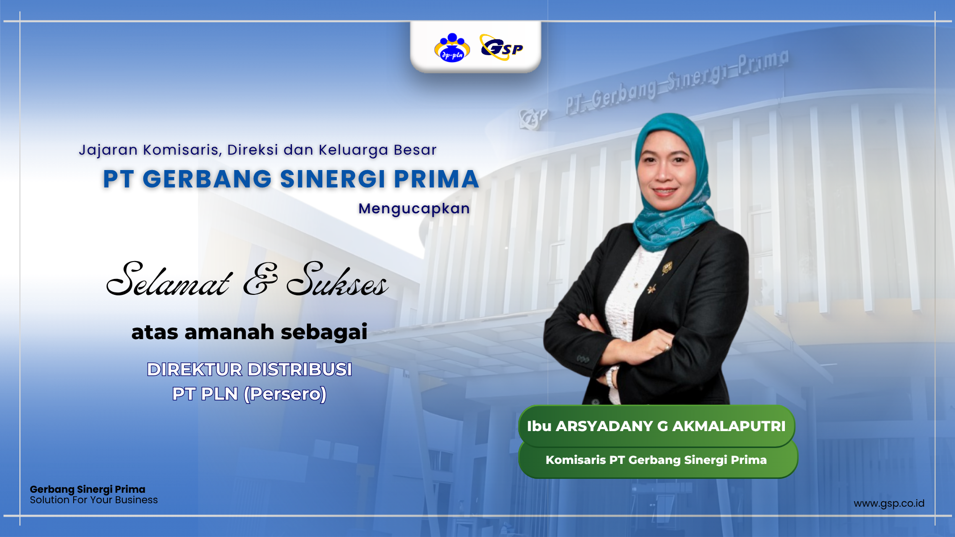 Selamat dan sukses kepada Ibu Arsyadany Ghana Akmalaputri sebagai Direktur Distribusi PT PLN (Persero)